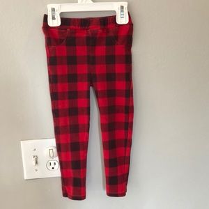 Red plaid leggings 2T